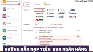 Hướng dẫn thực hiện nạp tiền qua ngân hàng trực tuyến 